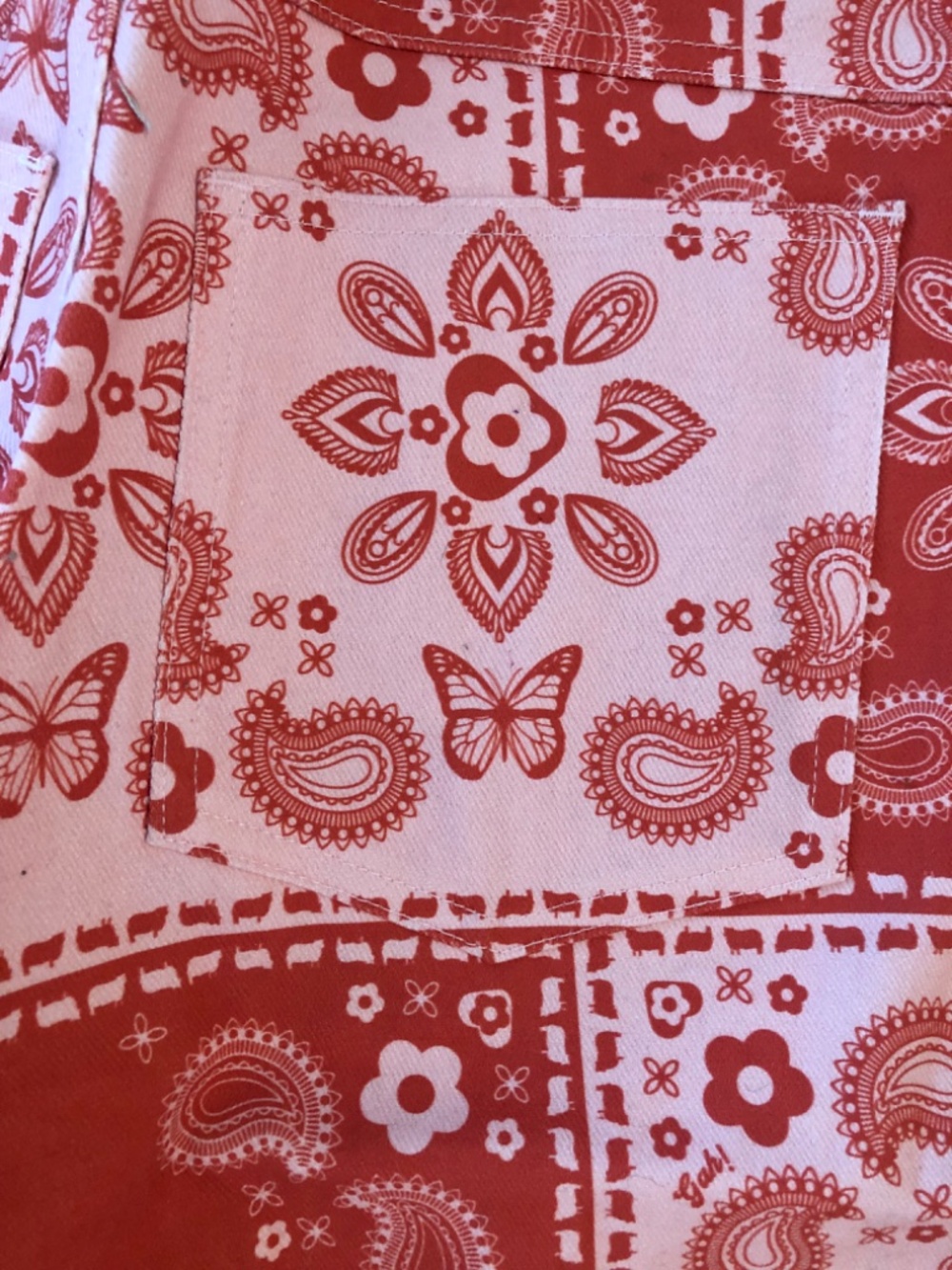 Lisa Says Gah Robyn Jean Butterfly Bandana Print Red Pink sz 28 - Picture 5 of 5